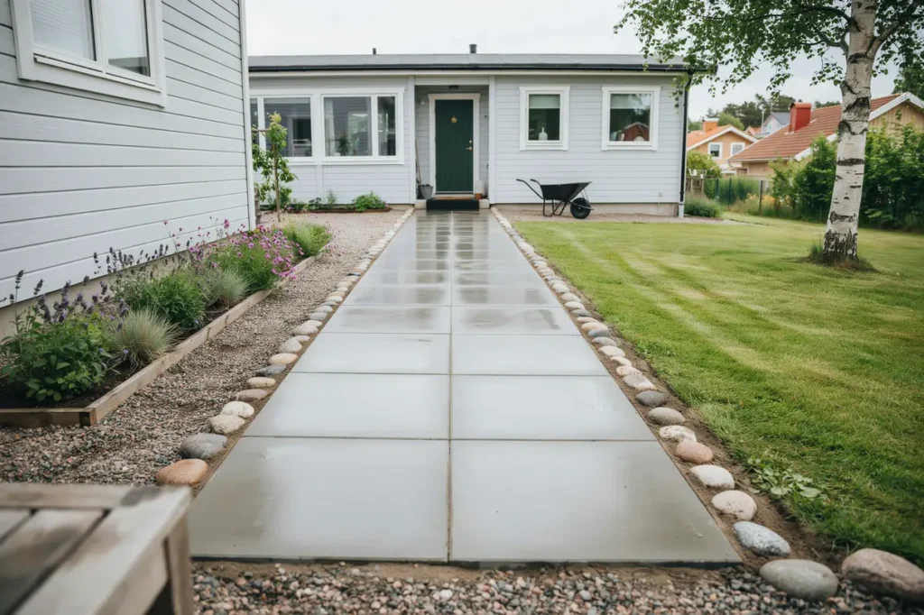 anl ggning av g ngv g med betongplattor i jordbro haninge