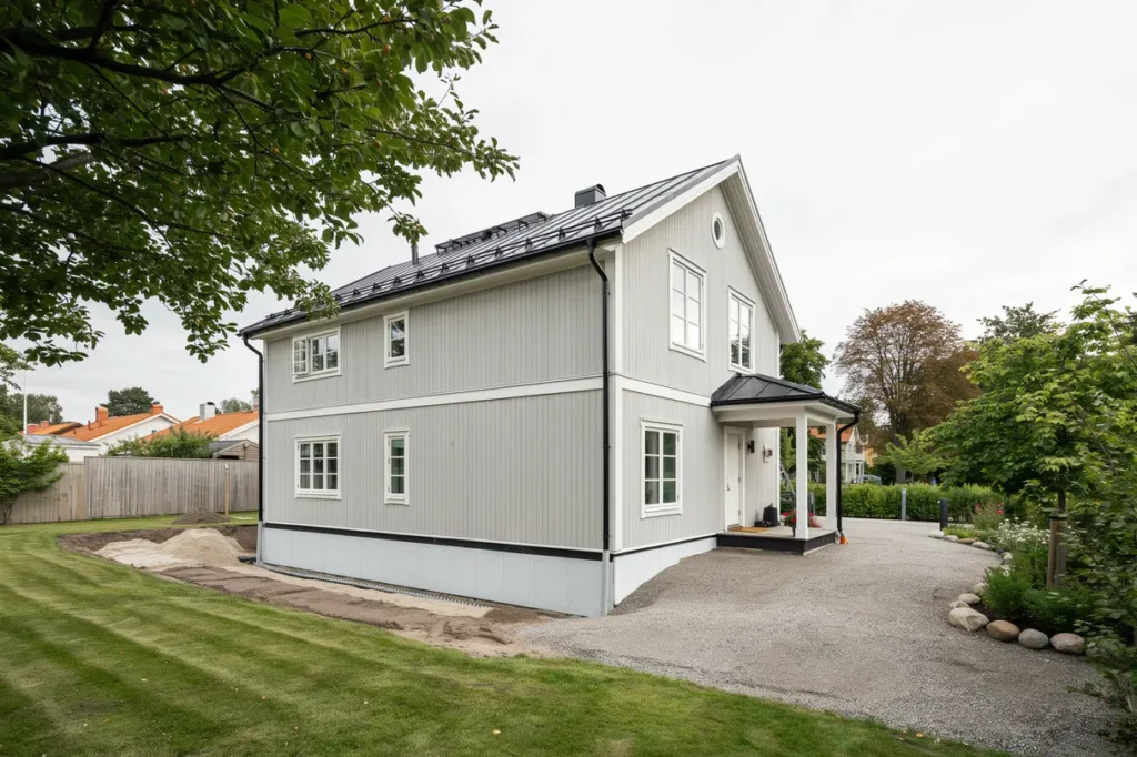 perimeterisolering och markdr nering runt villa i vendels haninge