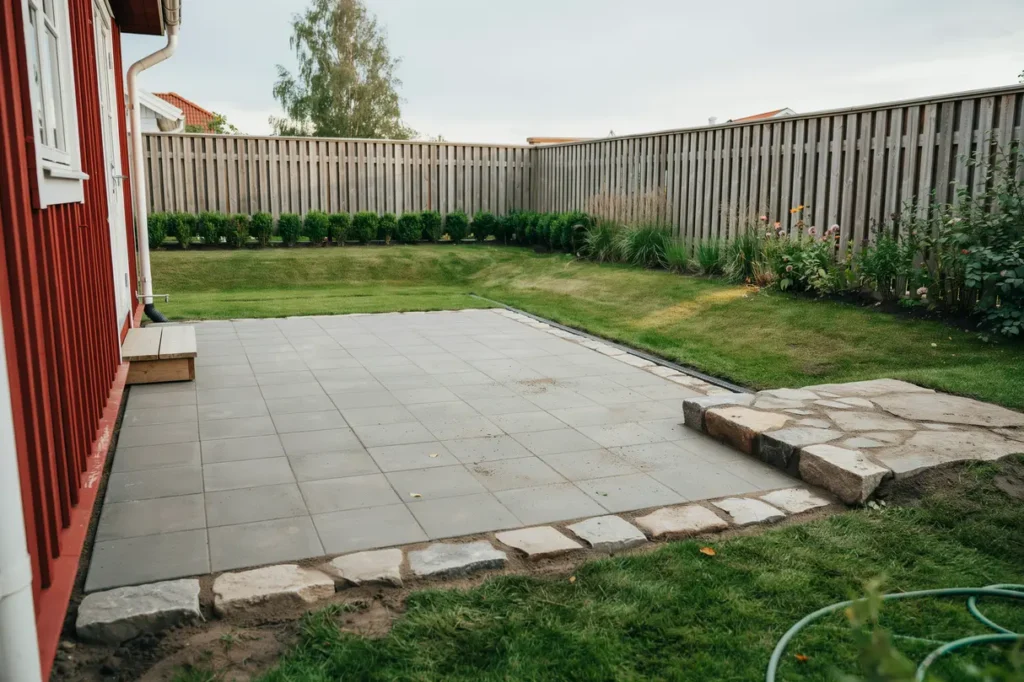 stenlagd uteplats f r grill och utem bler m tt material och smart planering f r en yta som fungerar i vardagen